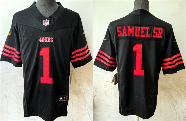 Men's San Francisco 49ers #1 Deebo Samuel SR Black 2024 F.U.S.E Vapor Untouchable Limited Football Stitched Jersey